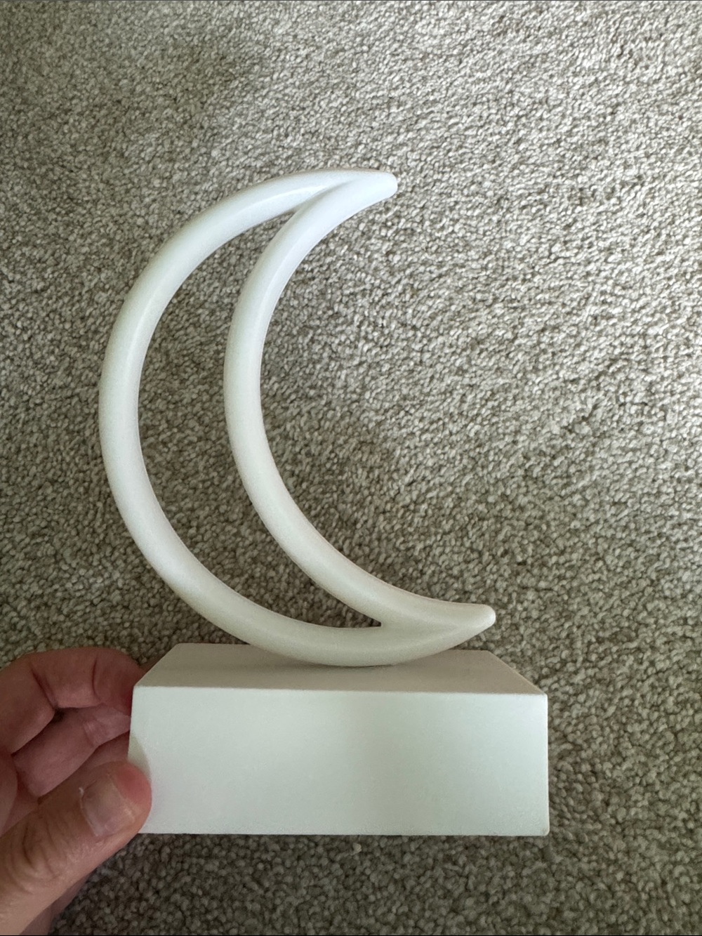 White Crescent Moon Table Sculpture - Minimal Home Art
